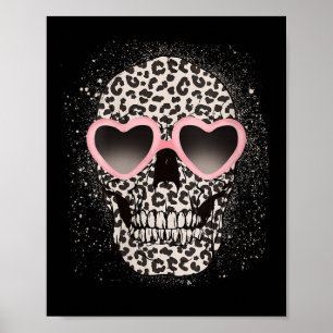 Womens Leopard Gothic Skull Cool Skeleton Cheetah  Poster
