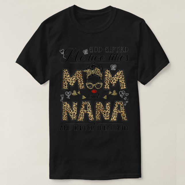 Womens Leopard Graphic Tee for Mum Nana Plus Size  (Design Front)