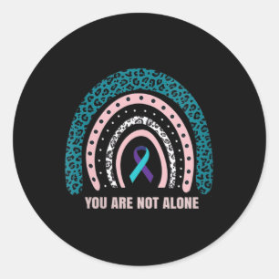 Womens Leopard Rainbow Print Suicide Prevention Aw Classic Round Sticker