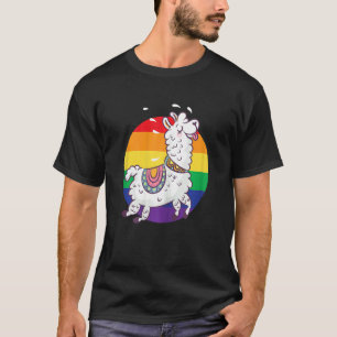 Womens Lesbian Pride Cute Llama  Lgbtq Month Suppo T-Shirt