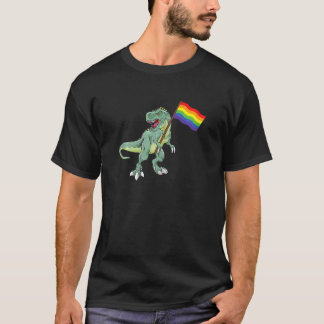 Womens Lesbian Pride Flag Dinosaur Lgbtq Month Gr T-Shirt
