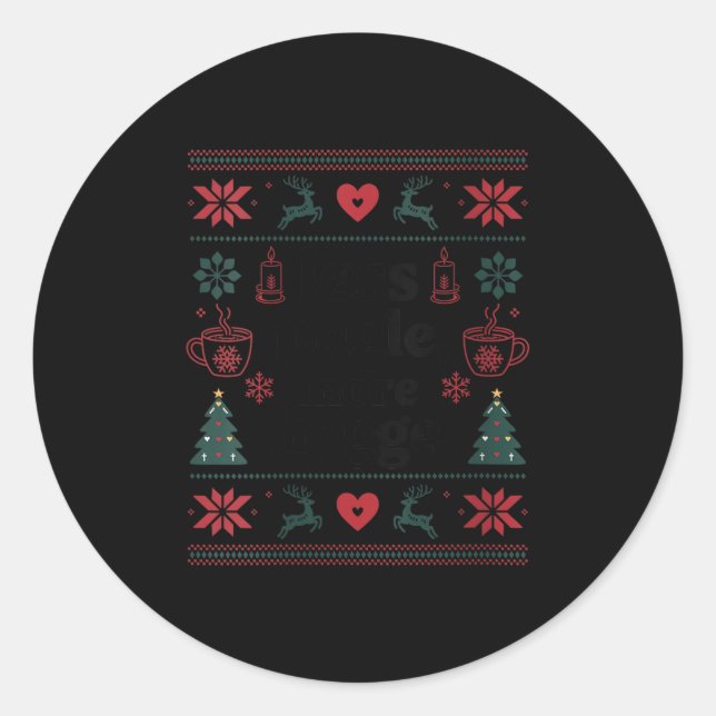 Womens Less Jingle More Hygge Christmas Swedish No Classic Round Sticker (Front)