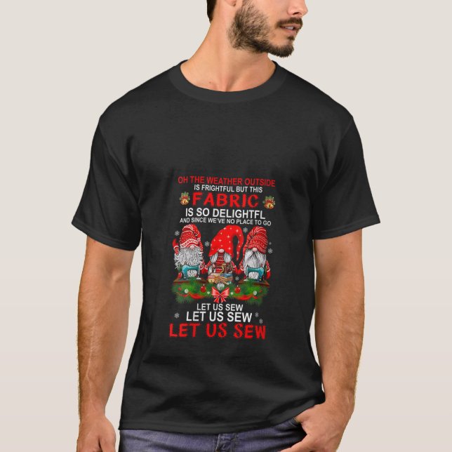 Womens Let Us Sew Gnomes Christmas V Neck  T-Shirt (Front)