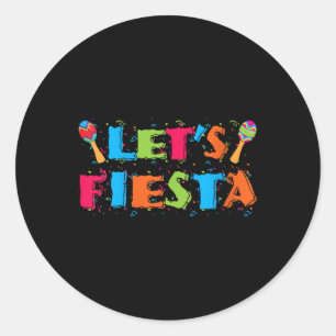 Womens Lets Fiesta Cinco De Mayo Party Shirt V-nec Classic Round Sticker