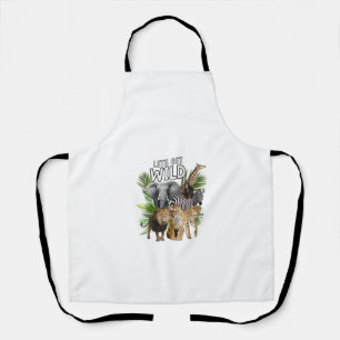 Womens Let's Get Wild Zoo Animals Safari Party A D Apron