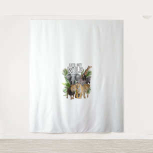 Womens Let's Get Wild Zoo Animals Safari Party A D Tapestry