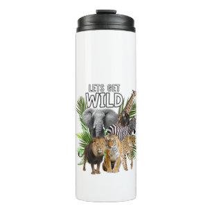 Womens Let's Get Wild Zoo Animals Safari Party A D Thermal Tumbler
