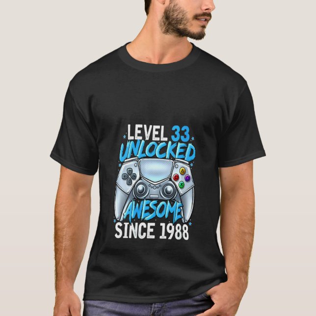 Womens Level 33 Unlocked Awesome Since 1988 33rd B T-Shirt (Front)