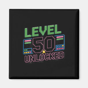 Womens Level 50 Unlocked Funny Gamer 50th Birthday Magnet