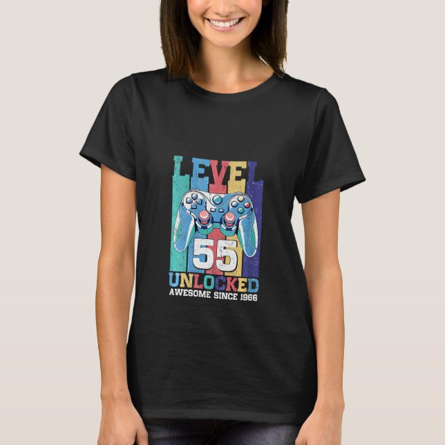 Womens Level 55 Unlocked Video Game  55th Birthday T-Shirt (Front)