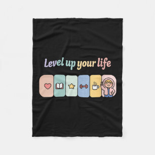 Womens Level Up Your Life Progress Bar Gamer Motiv Fleece Blanket
