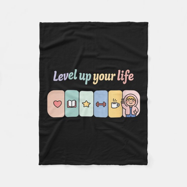 Womens Level Up Your Life Progress Bar Gamer Motiv Fleece Blanket (Front)