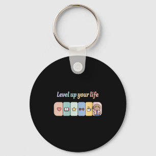 Womens Level Up Your Life Progress Bar Gamer Motiv Key Ring