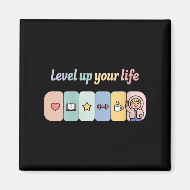 Womens Level Up Your Life Progress Bar Gamer Motiv Magnet (Front)