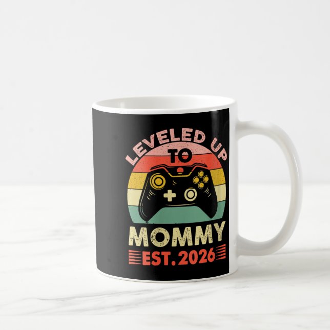 Womens Leveling Up To Mommy 2026 First Time Mom 20 Coffee Mug (Right)