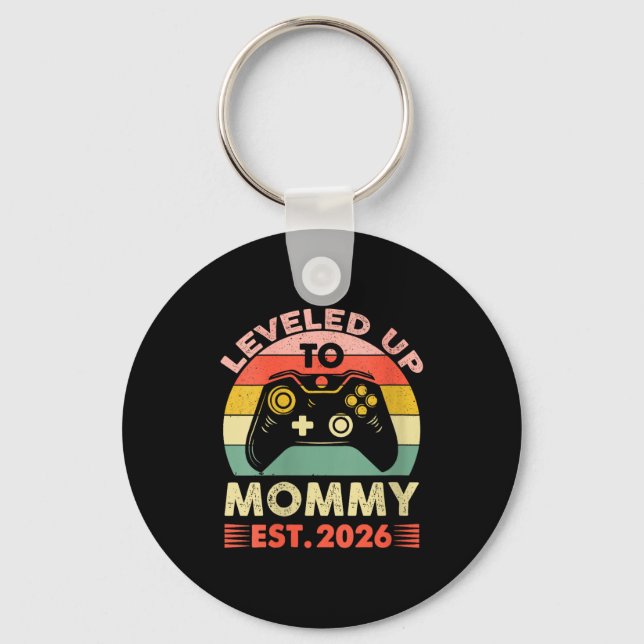 Womens Leveling Up To Mommy 2026 First Time Mom 20 Key Ring (Front)