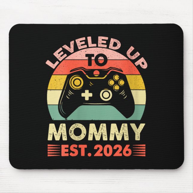 Womens Leveling Up To Mommy 2026 First Time Mom 20 Mouse Mat (Front)