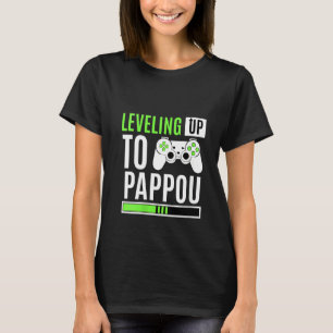 Womens Levelling Up To Pappou Gaming Gender Reveal T-Shirt