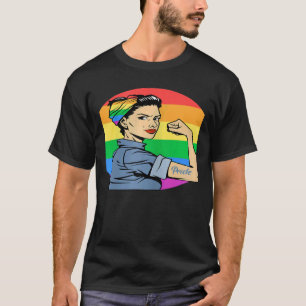 Womens LGBT Gay Lesbian Pride Feminist Rainbow Fla T-Shirt