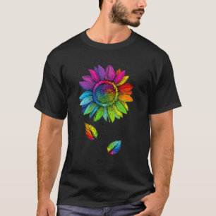 Womens LGBTQ Rainbow Sunflower World Flower Pride  T-Shirt