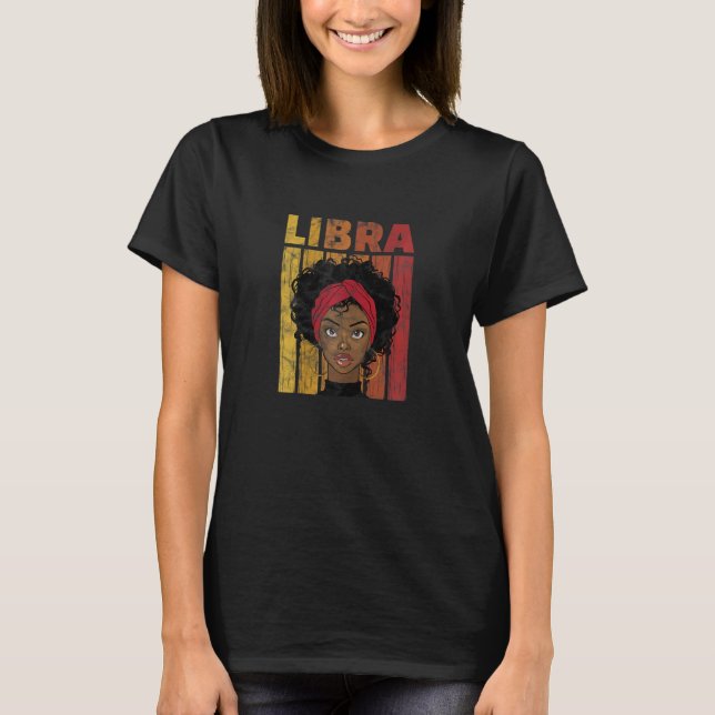 Womens Libra Black Woman African American Zodiac H T-Shirt (Front)