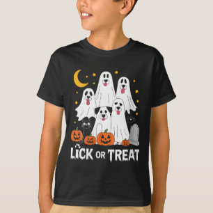Womens Lick Or Treat Funny Ghost Dog Cute T-Shirt