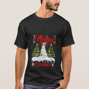 Womens Lights Xmas Tree Santa Brittany Spaniel Dog T-Shirt