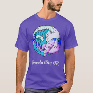 Womens Lincoln City OR Japanese Paint Geometric Or T-Shirt