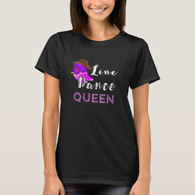 Womens Line Dance Queen Line Dancing Western Count T-Shirt (Front)