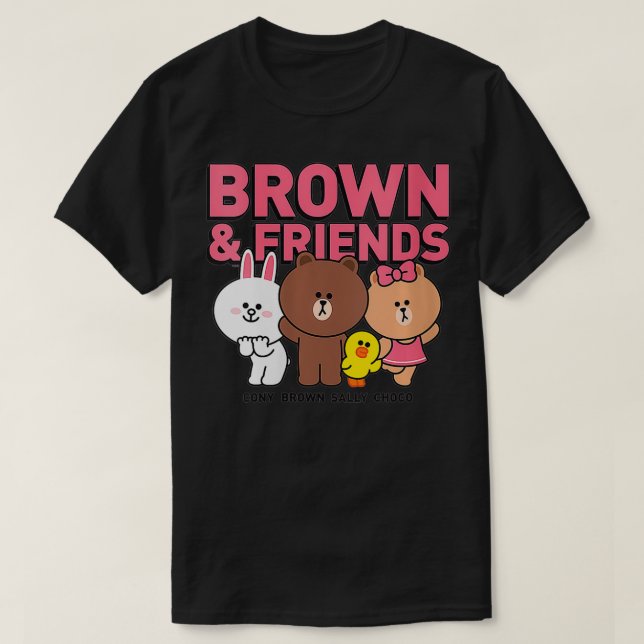 Womens Line Friends Brown & Friends Cast VNeck  T-Shirt (Design Front)