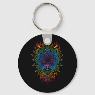 Womens Lioness Mandala Art Zen Yoga Meditation Boh Key Ring
