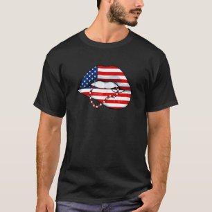 Womens Lip Biting 4th Of July Cool Patriotic Ameri T-Shirt