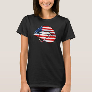 Womens Lip Biting 4th Of July Cool Patriotic Ameri T-Shirt