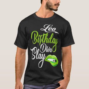 Womens LIp Print Graphic Leo Girl Birthday Diva Sl T-Shirt