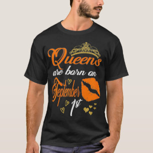 Womens Lip Print Print Queens are Born on Septembe T-Shirt