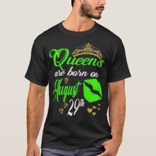 Womens Lip Print Queens are Born on August 29th Vi T-Shirt
