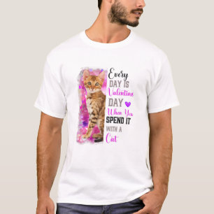 Womens Little Cat Mom Valentines Day Cat Mother Mu T-Shirt