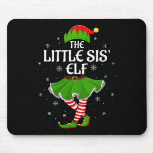 Womens Little Sis Elf Christmas Family Girls Women Mouse Mat
