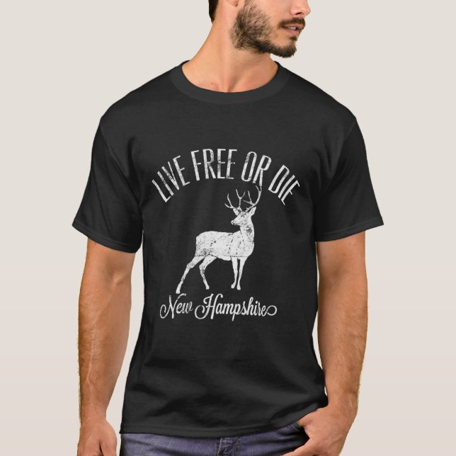 Womens Live Or Die New Hampshire Distressed Deer A T-Shirt (Front)