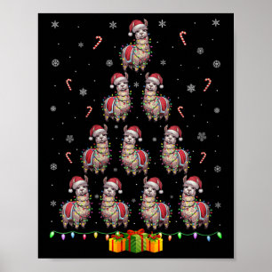 Womens Llama Santa Hat Xmas Lights Men Women Chris Poster