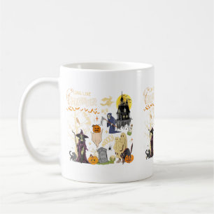 Womens Long Live Halloween Black Cat Poison Witch Coffee Mug