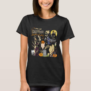 Womens Long Live Halloween Black Cat Poison Witch T-Shirt