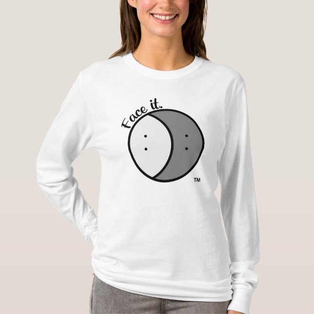 Women's long sleeve t-shirt with black text (Front)