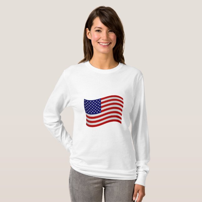 Women's long sleeve USA flag tee (Front Full)