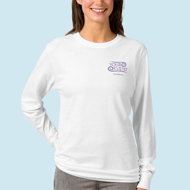 Women's Long Sleeve Work Shirt Custom Event Logo (MISOOK White Long Sleeve Shirt with Logo)