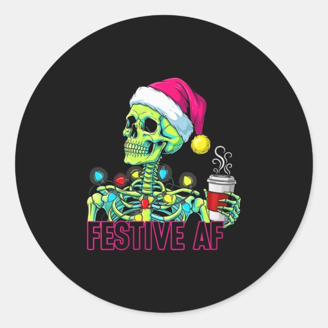 Womens Look At Me Being All Festive And Stuff Humo Classic Round Sticker (Front)