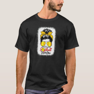Womens Loud & Proud Softball Nana Messy Bun Leopar T-Shirt