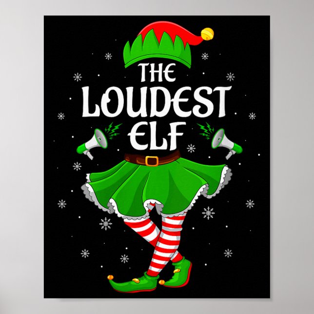 Womens Loudest Elf Christmas Family Girls Women El Poster (Front)