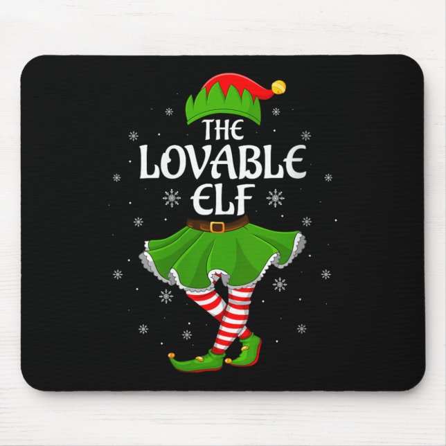 Womens Lovable Elf Christmas Family Girls Women El Mouse Mat (Front)