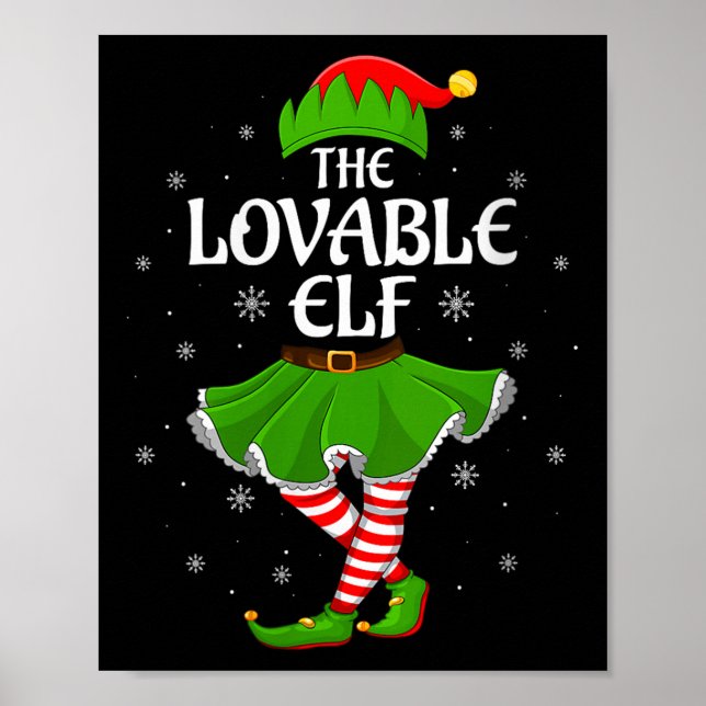 Womens Lovable Elf Christmas Family Girls Women El Poster (Front)